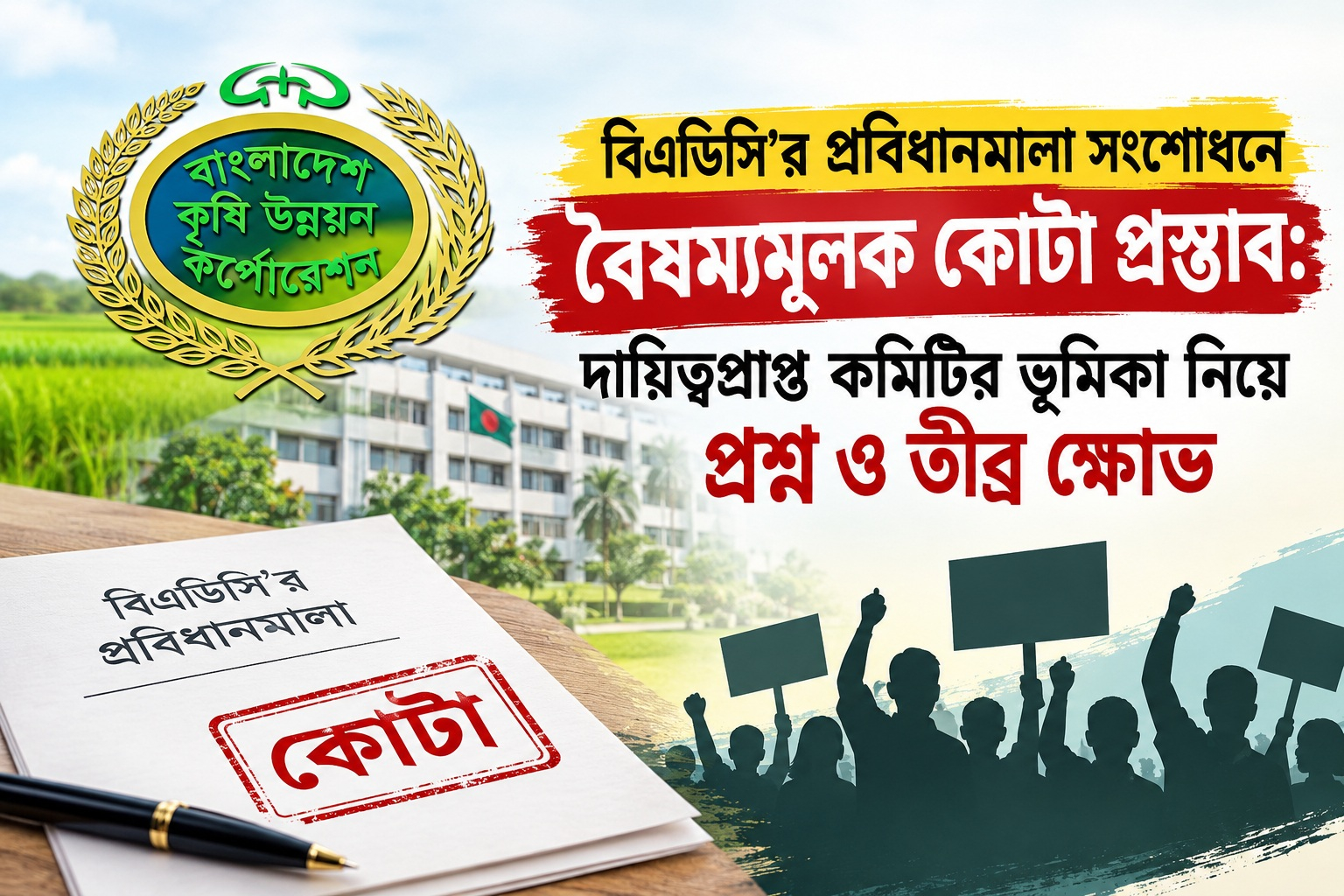 বিএডিসি’র প্রবিধানমালা সংশোধনে বৈষম্যমূলক কোটা প্রস্তাব: দায়িত্বপ্রাপ্ত কমিটির ভূমিকা নিয়ে প্রশ্ন ও তীব্র ক্ষোভ