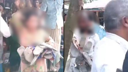 ‘অসামাজিক কাজের’ অভিযোগে নারীর গলায় জুতার মালা, কাটা হলো চুল